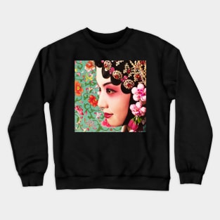 Chinese Opera Star with Vintage Flower Pattern- Hong Kong Retro Crewneck Sweatshirt